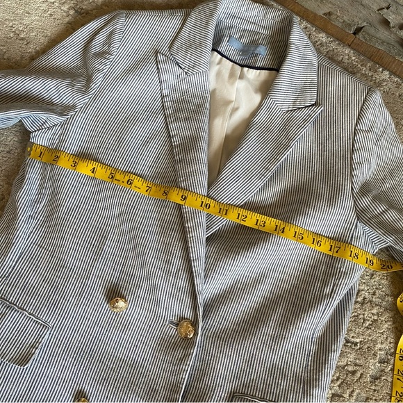 Antonio Melani Striped Double Breasted Blazer Notched Lapel Linen Cotton: 12 - Picture 11 of 12